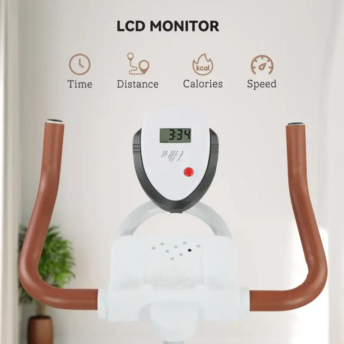 Static Exercise Bike – White | Adjustable Resistance - LCD Display and Tablet Holder SPORTNOW - Little and Giant Explorers SPORTNOW