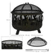 Steel Fire Pit BBQ with Poker in Black - Little and Giant Explorers Outsunny