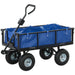 Steel Frame Garden Cart Trolley in Blue 114L - Little and Giant Explorers Outsunny