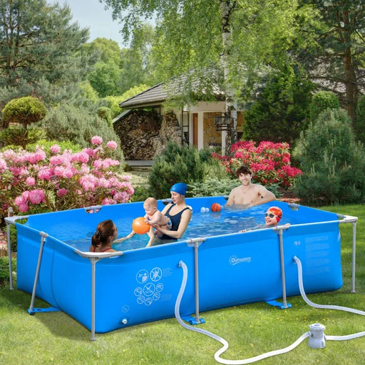 Steel Frame Pool with Filter Pump in Blue (292 x 190 x 75cm) - Little and Giant Explorers Outsunny