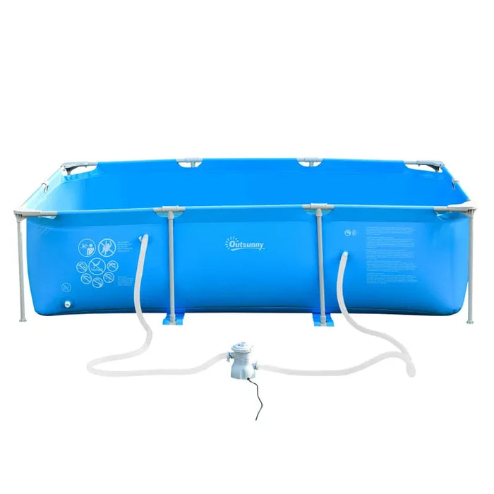 Steel Frame Pool with Filter Pump in Blue (292 x 190 x 75cm) - Little and Giant Explorers Outsunny