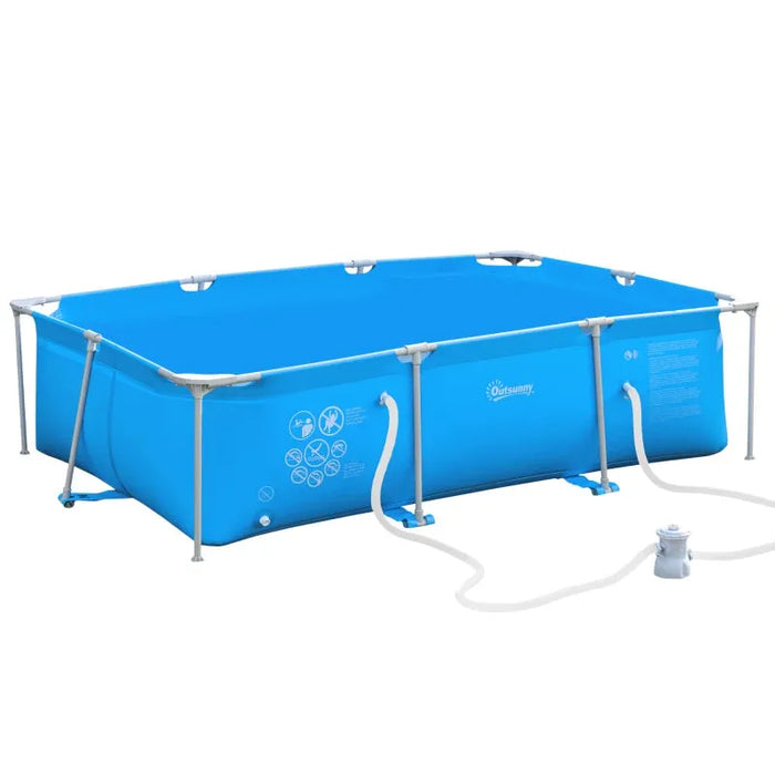 Steel Frame Pool with Filter Pump in Blue (292 x 190 x 75cm) - Little and Giant Explorers Outsunny