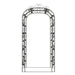 Steel garden arch trellis with decorative scrollwork and leaf accents, 240cm tall, black metal.