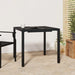 Steel garden table in anthracite 80x80x72cm on patio with chair and plants
