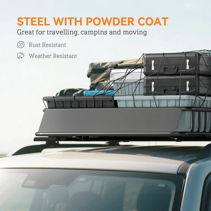 Steel Roof Rack Basket | Universal Vehicle Cargo System - Little and Giant Explorers HOMCOM