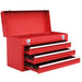 Steel Tool Box – Red | Portable 3-Drawer Chest with Top Tray and Handle COSTWAY - Little and Giant Explorers Costway
