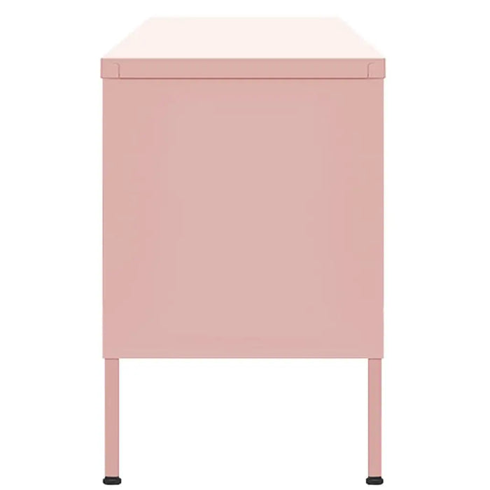 Pink toy storage box with legs and a lid, perfect for organizing children's toys