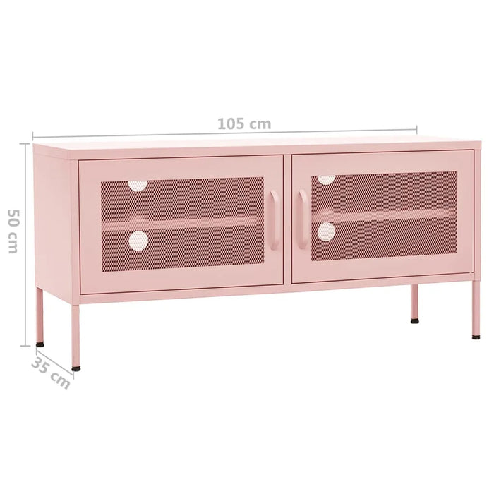 Pink metal storage cabinet with mesh doors, 105x50x35 cm, modern kids room furniture