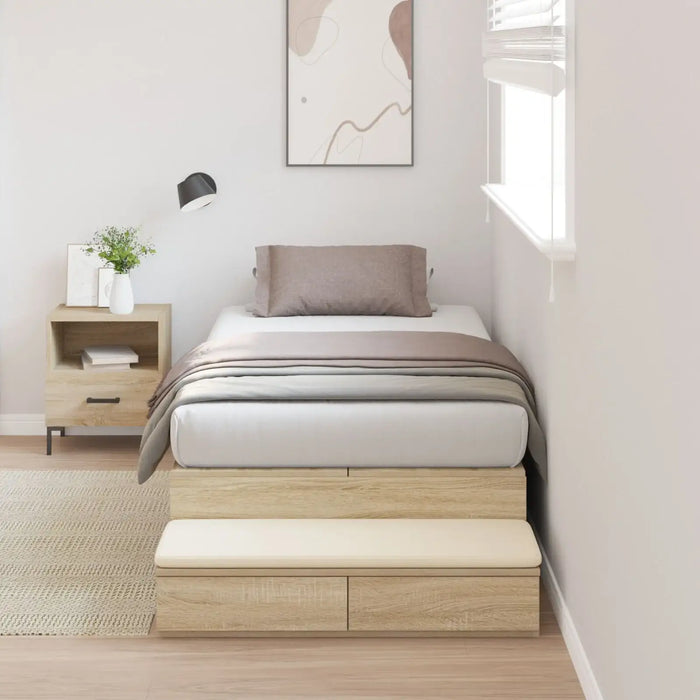 Storage Bed Frame in Sonoma Oak (236.5 x 100 x 31.5cm) - Little and Giant Explorers vidaXL