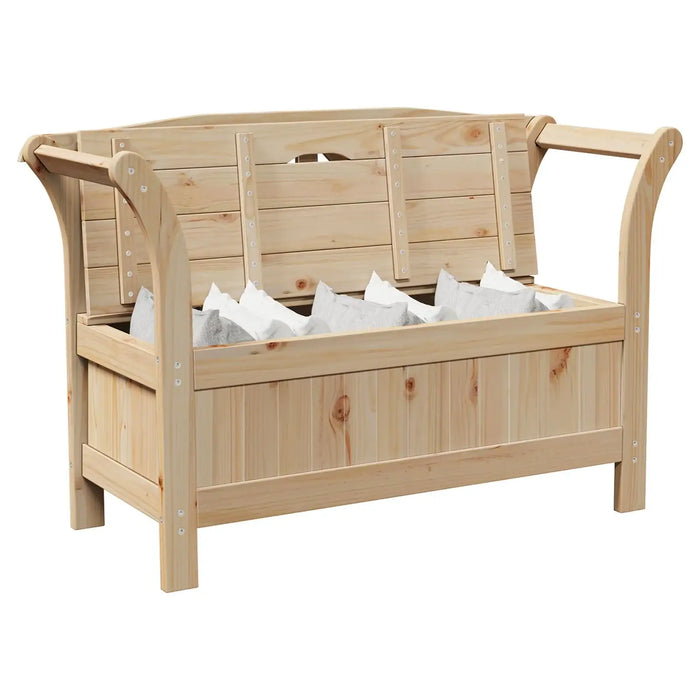 Garden Storage Bench in Solid Wood Pine (119 x 76 x 44cm) - Little and Giant Explorers vidaXL