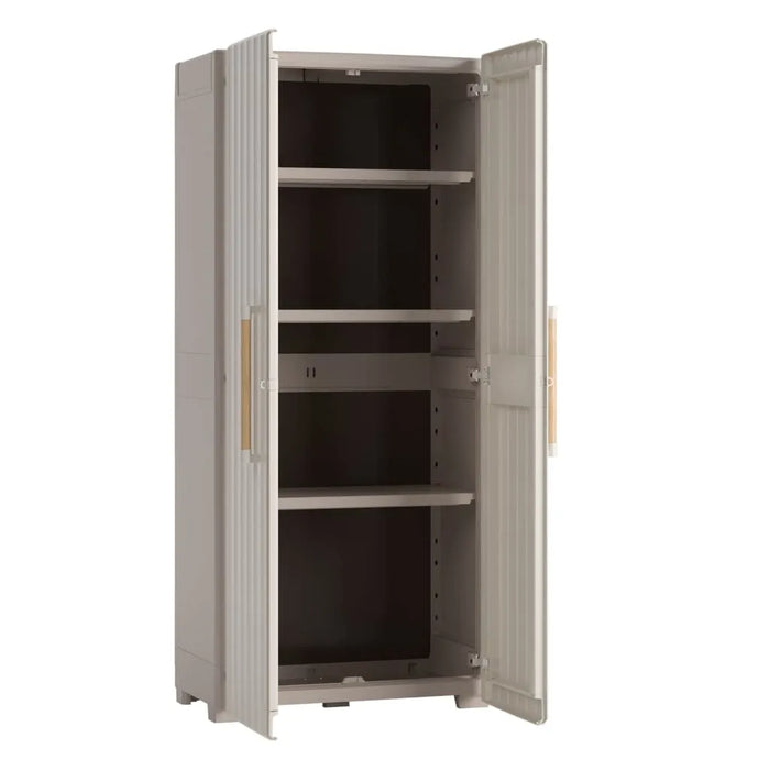 Storage Cabinet with Shelves 'Groove' in Beige and Sand 180cm - Little and Giant Explorers Keter