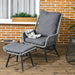 String Rattan Armchair and Footstool Set with Grey Cushions - Little and Giant Explorers Outsunny