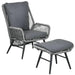 String Rattan Armchair and Footstool Set with Grey Cushions - Little and Giant Explorers Outsunny