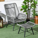 String Rattan Armchair and Footstool Set with Grey Cushions - Little and Giant Explorers Outsunny