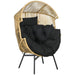 String Rattan Egg Chair with Padded Black Seat Cushion - Little and Giant Explorers Outsunny