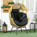 String Rattan Egg Chair with Padded Black Seat Cushion - Little and Giant Explorers Outsunny