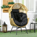 String Rattan Egg Chair with Padded Black Seat Cushion - Little and Giant Explorers Outsunny