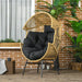 String Rattan Egg Chair with Padded Black Seat Cushion - Little and Giant Explorers Outsunny