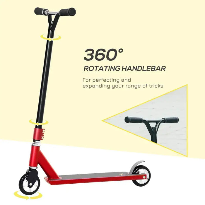Stunt Scooter - Red | 360° Swivel Design - Steel and Aluminium Frame HOMCOM - Little and Giant Explorers HOMCOM