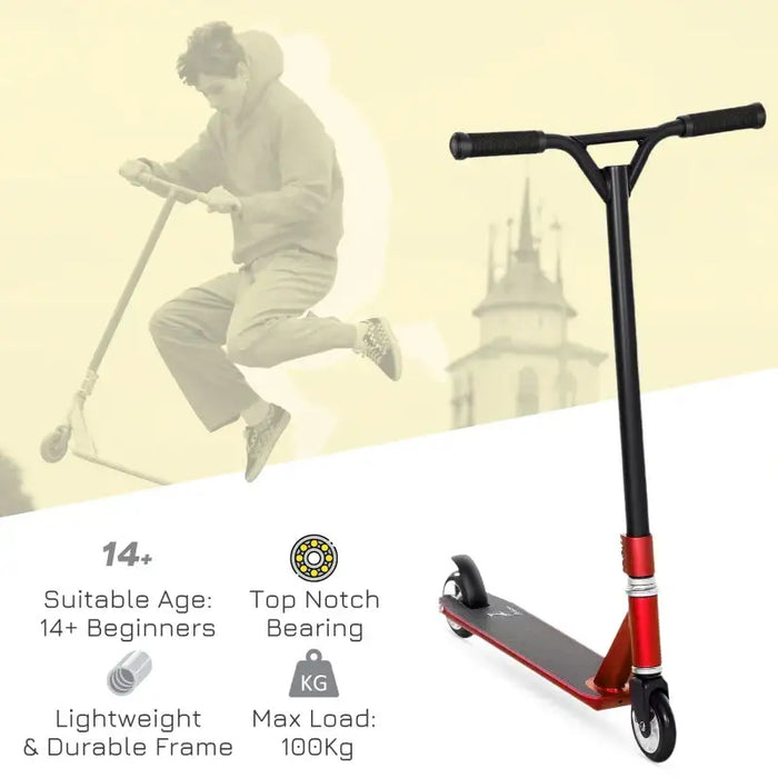 Stunt Scooter - Red | 360° Swivel Design - Steel and Aluminium Frame HOMCOM - Little and Giant Explorers HOMCOM