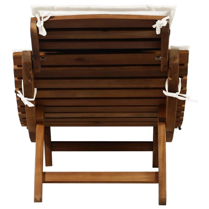 Sun Lounger with Cream Cushions in Solid Wood Acacia - Little and Giant Explorers vidaXL