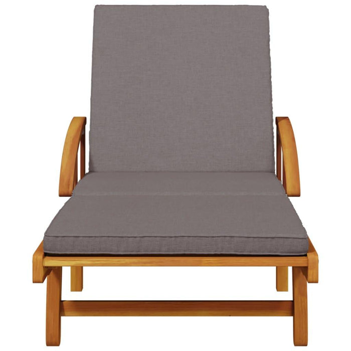 Sun Lounger with Cushion and Table in Solid Wood Acacia - Little and Giant Explorers vidaXL