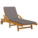 Sun Lounger with Cushion and Table in Solid Wood Acacia - Little and Giant Explorers vidaXL