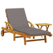 Sun Lounger with Cushion and Table in Solid Wood Acacia - Little and Giant Explorers vidaXL