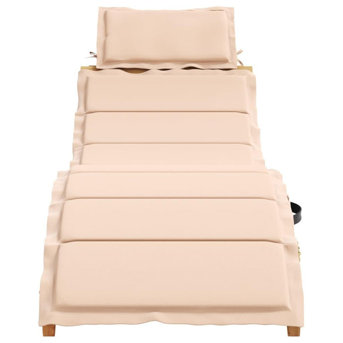 Sun Lounger with Cushion in Beige and Solid Wood Acacia - Little and Giant Explorers vidaXL