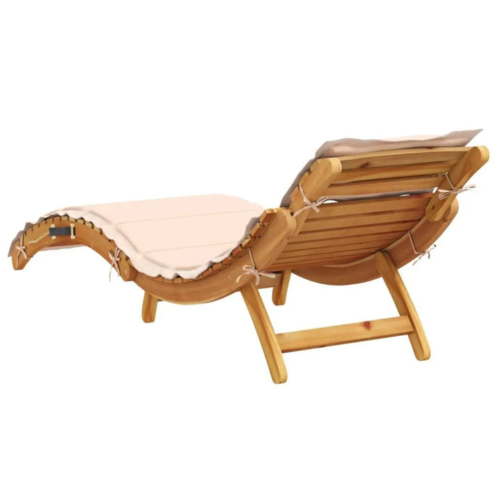 Sun Lounger with Cushion in Beige and Solid Wood Acacia - Little and Giant Explorers vidaXL