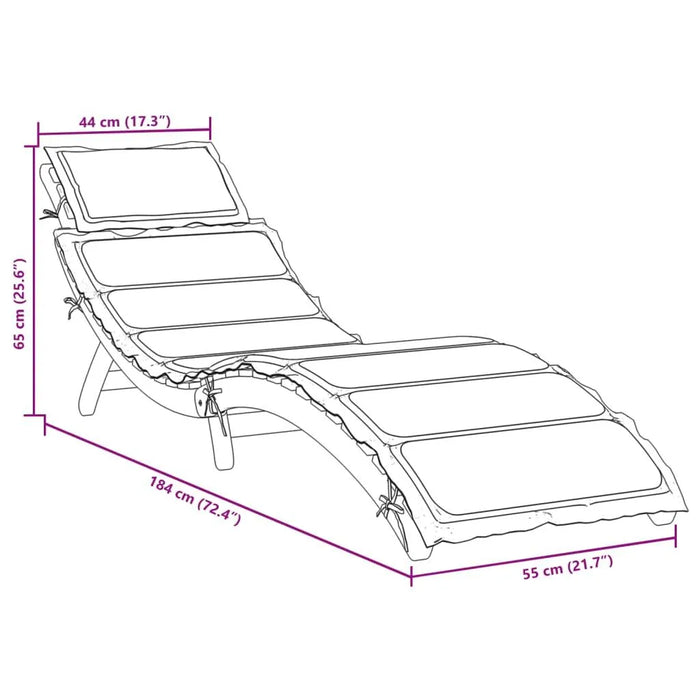 Sun Lounger with Cushion in Beige and Solid Wood Acacia - Little and Giant Explorers vidaXL