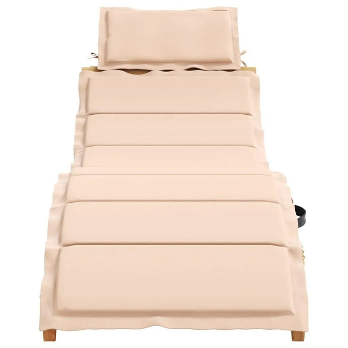 Sun Lounger with Cushion in Beige and Solid Wood Acacia - Little and Giant Explorers vidaXL