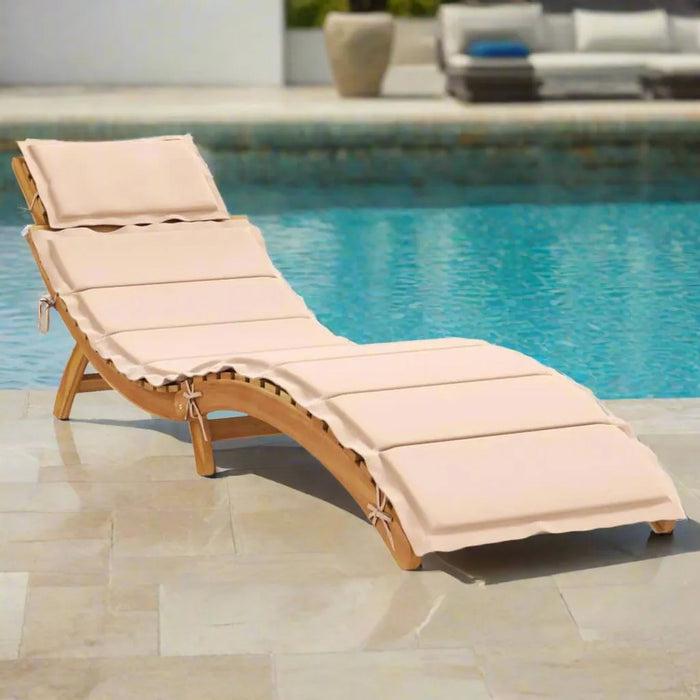 Sun Lounger with Cushion in Beige and Solid Wood Acacia - Little and Giant Explorers vidaXL