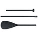 Black three-piece aluminum SUP paddle with detachable design for easy storage and travel