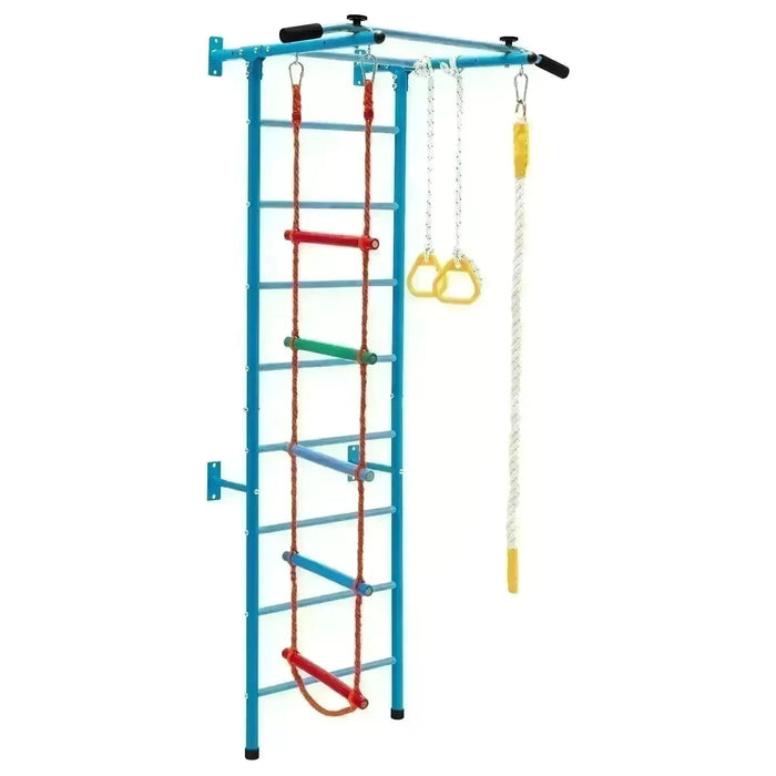 Swedish Ladder Set with Climbing Frame, Pull-Up Bar, Ropes and Rings - Little and Giant Explorers Costway