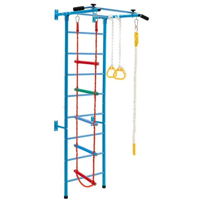 Swedish Ladder Set with Climbing Frame, Pull-Up Bar, Ropes and Rings - Little and Giant Explorers Costway