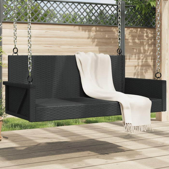 Swing Bench in Black and Poly Rattan - Little and Giant Explorers vidaXL