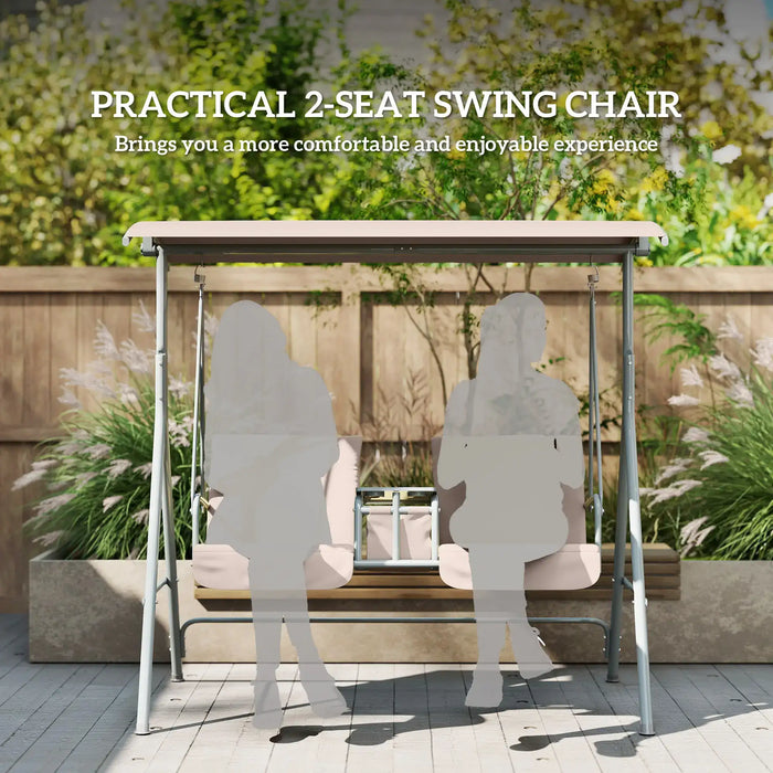 Swing Chair Beige Metal | A-Shaped Frame for Double Seat Garden Relaxation - Little and Giant Explorers Outsunny