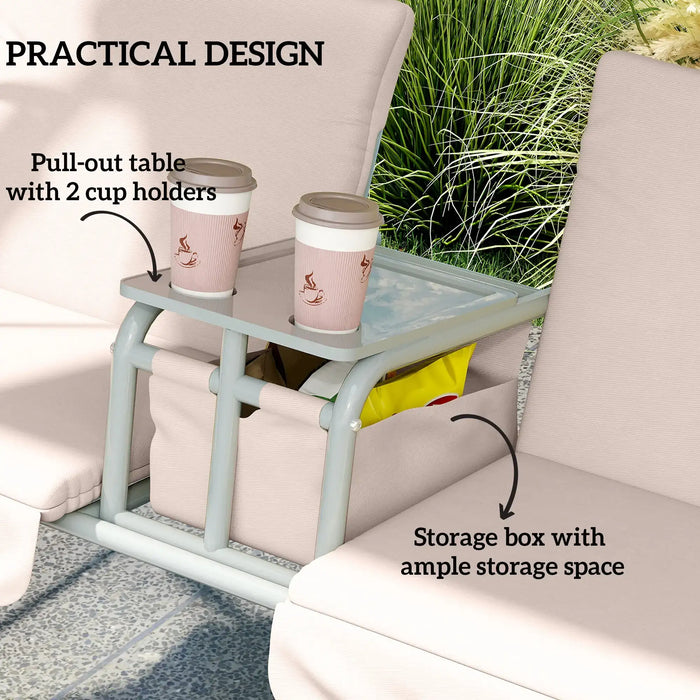 Swing Chair Beige Metal | A-Shaped Frame for Double Seat Garden Relaxation - Little and Giant Explorers Outsunny