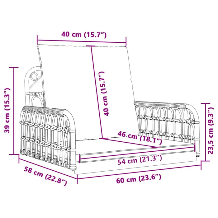 Swing Chair Rattan Steel | Thickly Padded Cushions for Outdoor Relaxation - Little and Giant Explorers vidaXL