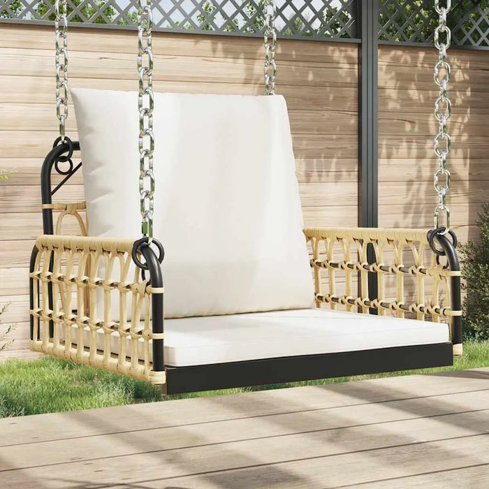 Swing Chair Rattan Steel | Thickly Padded Cushions for Outdoor Relaxation - Little and Giant Explorers vidaXL