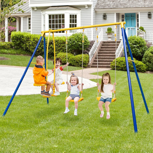 Swing Playset with 2 Swing Seats and 2 Glider Seats - Little and Giant Explorers Costway