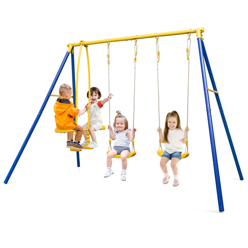 Swing Playset with 2 Swing Seats and 2 Glider Seats - Little and Giant Explorers Costway