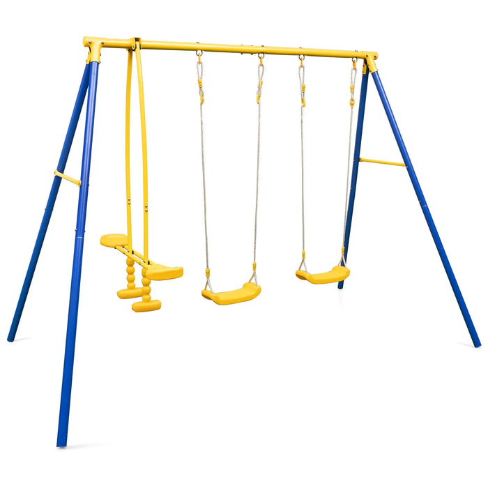 Swing Playset with 2 Swing Seats and 2 Glider Seats - Little and Giant Explorers Costway