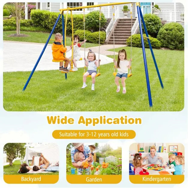 Swing Playset with 2 Swing Seats and 2 Glider Seats - Little and Giant Explorers Costway