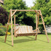 Swinging Garden Chair Natural Wood | Curved Back Design for Two-Seat Outdoor Relaxation - Little and Giant Explorers Outsunny