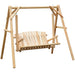 Swinging Garden Chair Natural Wood | Curved Back Design for Two-Seat Outdoor Relaxation - Little and Giant Explorers Outsunny