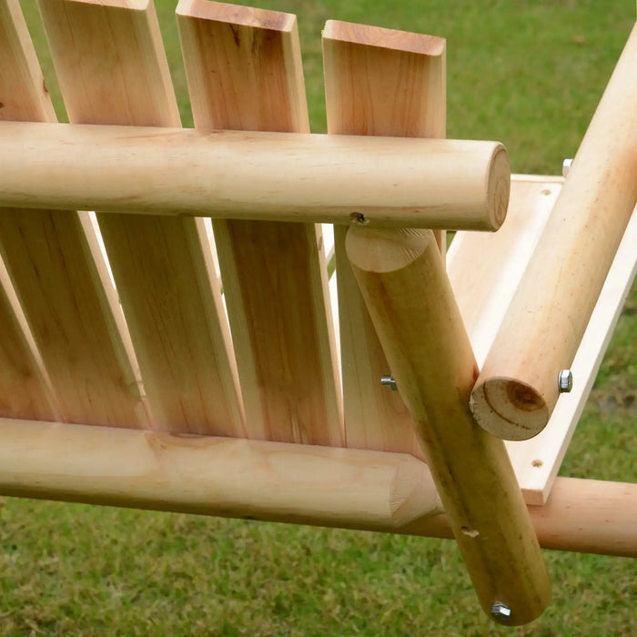 Swinging Garden Chair Natural Wood | Curved Back Design for Two-Seat Outdoor Relaxation - Little and Giant Explorers Outsunny