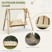 Swinging Garden Chair Natural Wood | Curved Back Design for Two-Seat Outdoor Relaxation - Little and Giant Explorers Outsunny