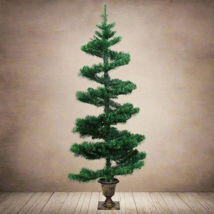 Swirl Pre-lit Christmas Tree with Pot in Green 120cm - Little and Giant Explorers vidaXL